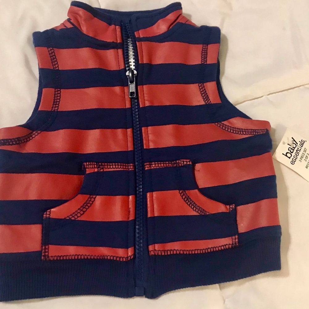 BABY ESSENTIALS 9M ADORABLE RED/BLUE VEST